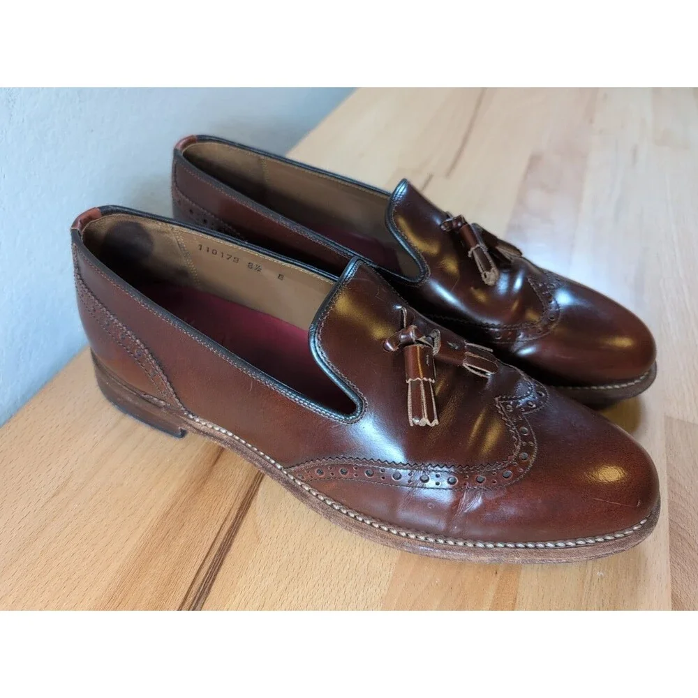 Grenson Monty Tassel Loafers Mens UK 8.5 E (9.5 US) Brown Leather England